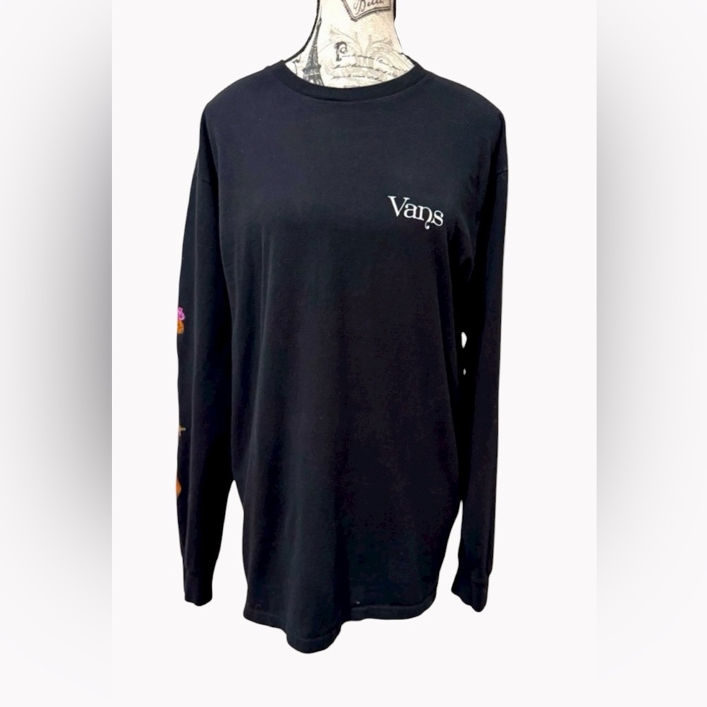 Vans Classic Fit Black Long Sleeve TEE Shirt size Sleeve detail Size M